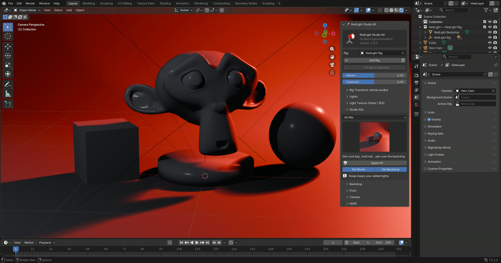 The RedLight panel in Blender